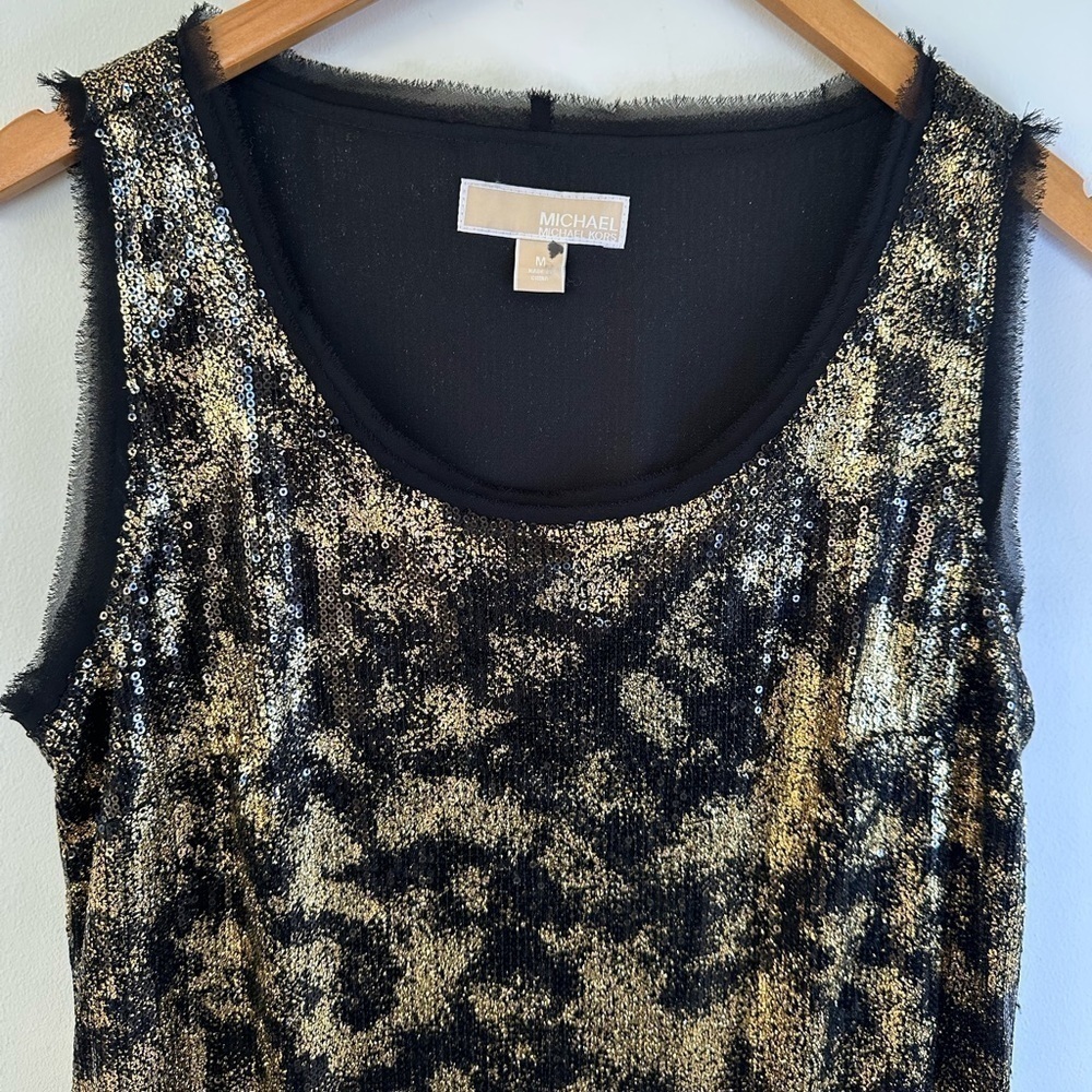 Michael Kors Metallic Gold Sequins Sheath Dress - Picture 8 of 13